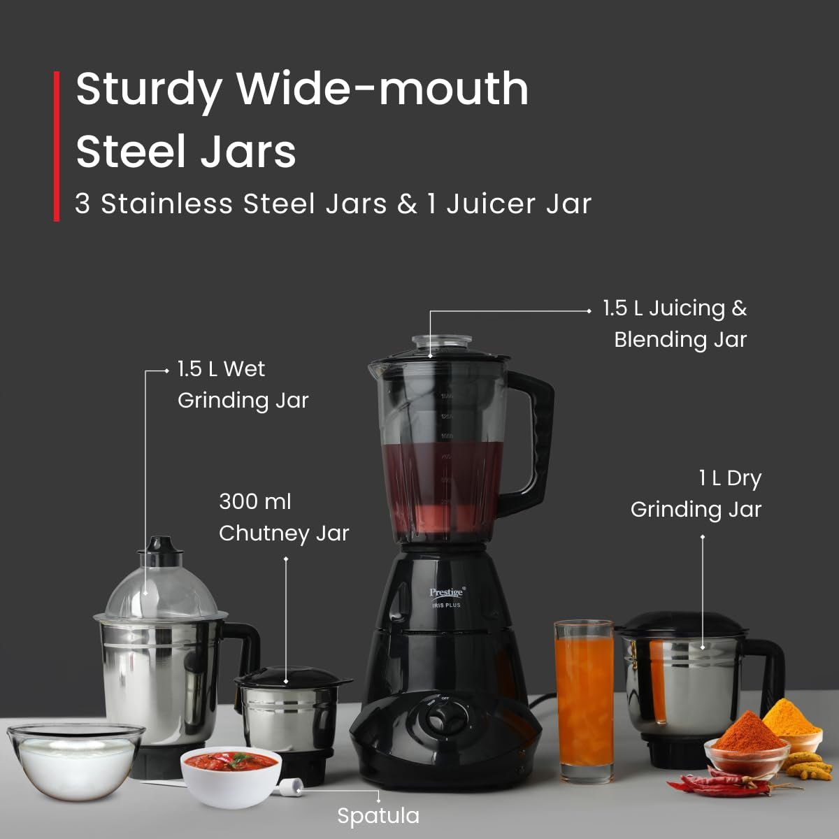 Prestige IRIS Plus 750 watt mixer grinder with Jar - View 7